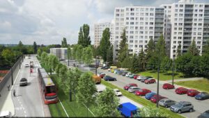 Vizualizace nové tramvajové tratě Divoká Šárka – Dědinská